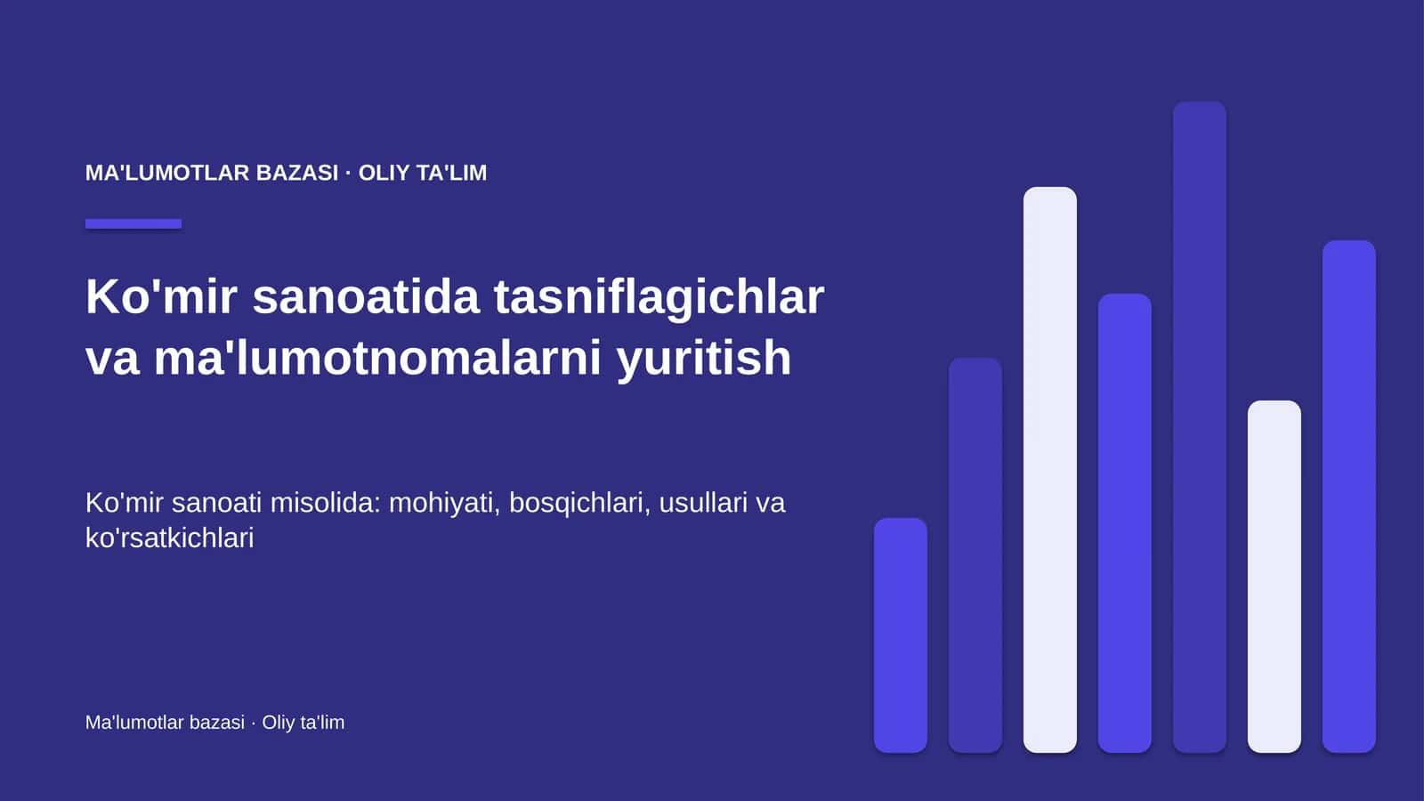 Ko'mir sanoatida tasniflagichlar va ma'lumotnomalarni yuritish