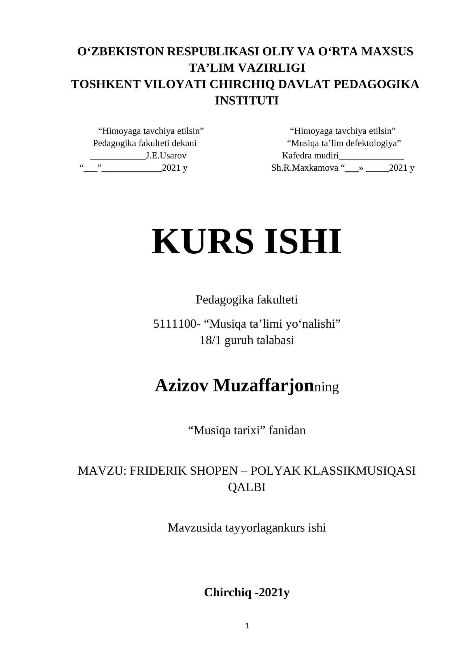 FRIDERIK SHOPEN – POLYAK KLASSIKMUSIQASI QALBI