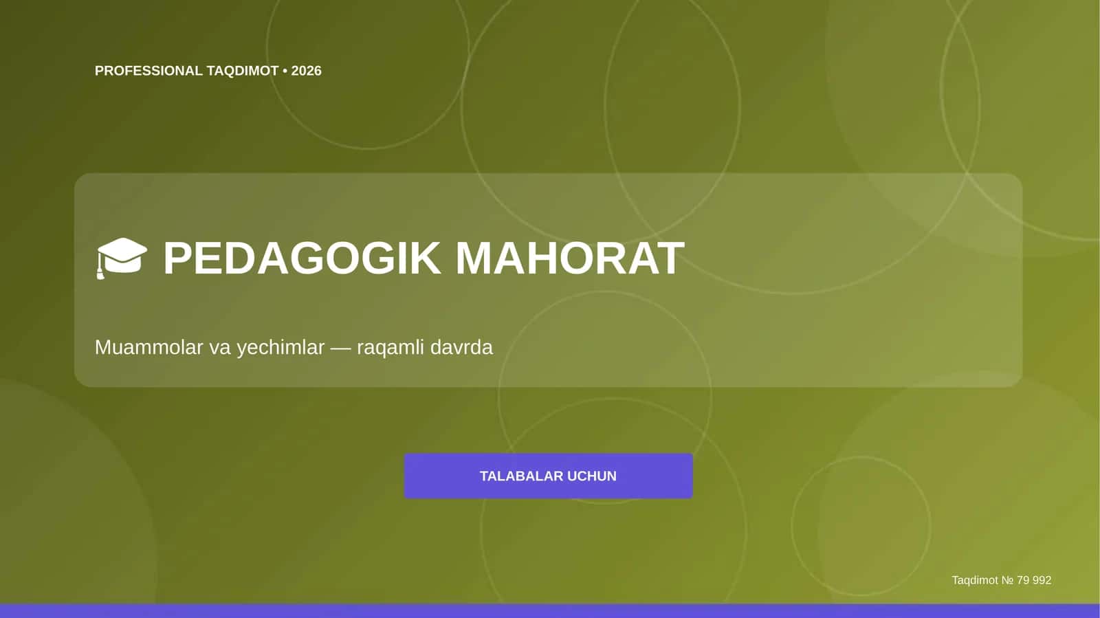 Pedagogik mahorat: muammolar va yechimlar