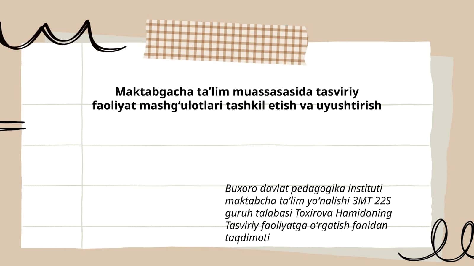 Tasviriy faoliyatga oʻrgatish fanidan taqdimoti