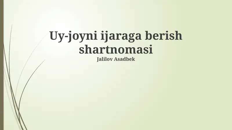 Uy-joyni ijaraga berish shartnomasi