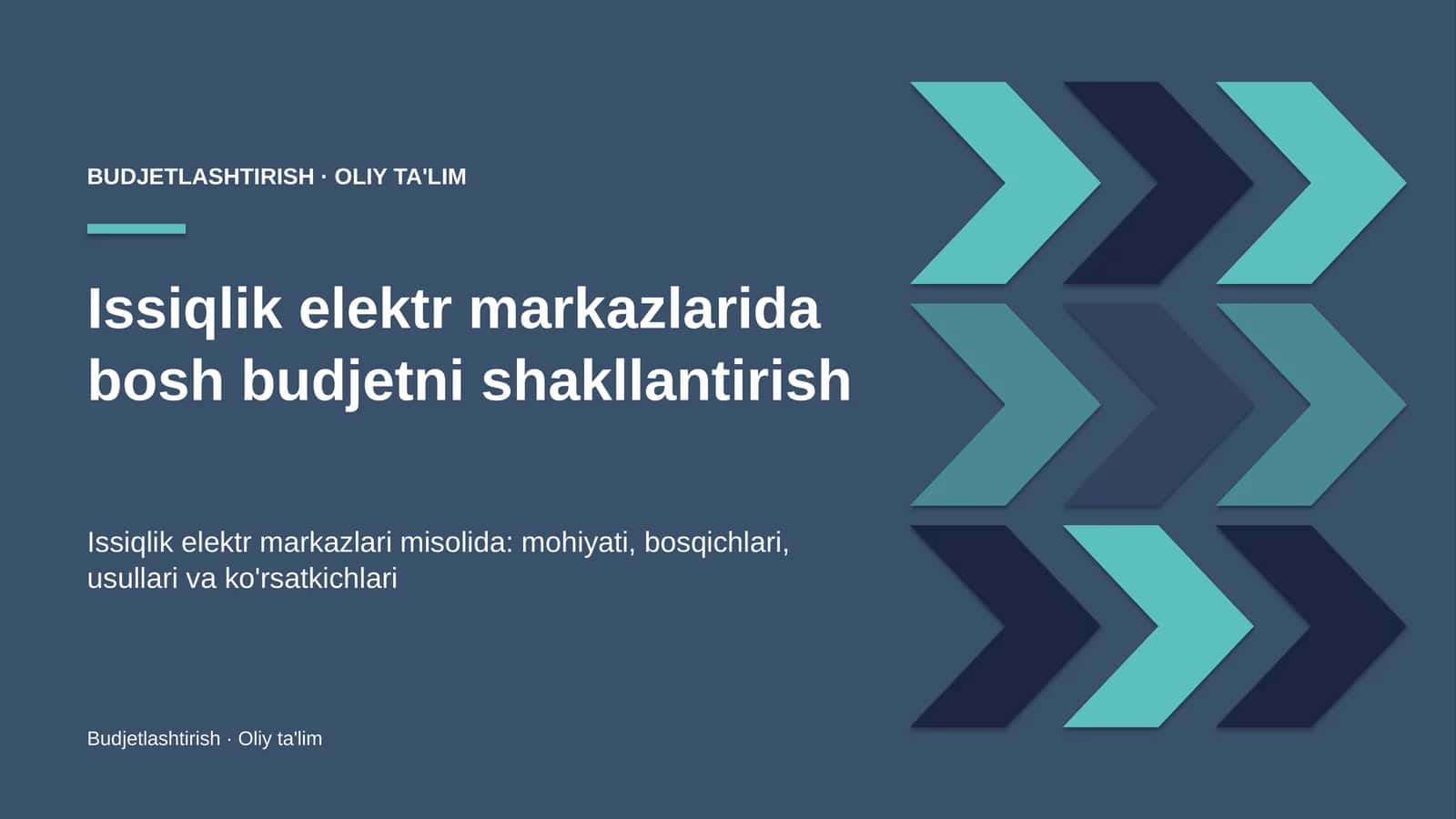 Issiqlik elektr markazlarida bosh budjetni shakllantirish