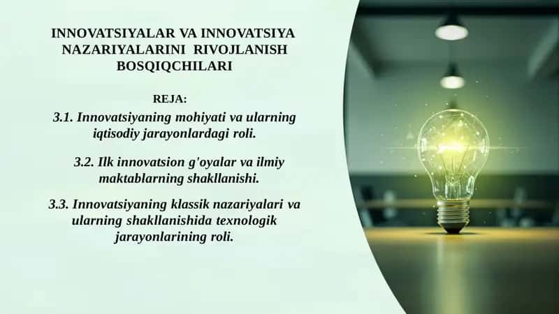 INNOVATSIYALAR VA INNOVATSIYA  NAZARIYALARINI  RIVOJLANISH BOSQIQCHILARI