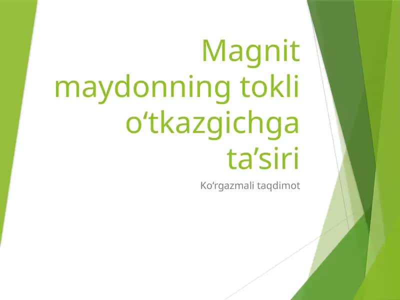 Magnit maydonning tokli o'tkazgichga ta'siri