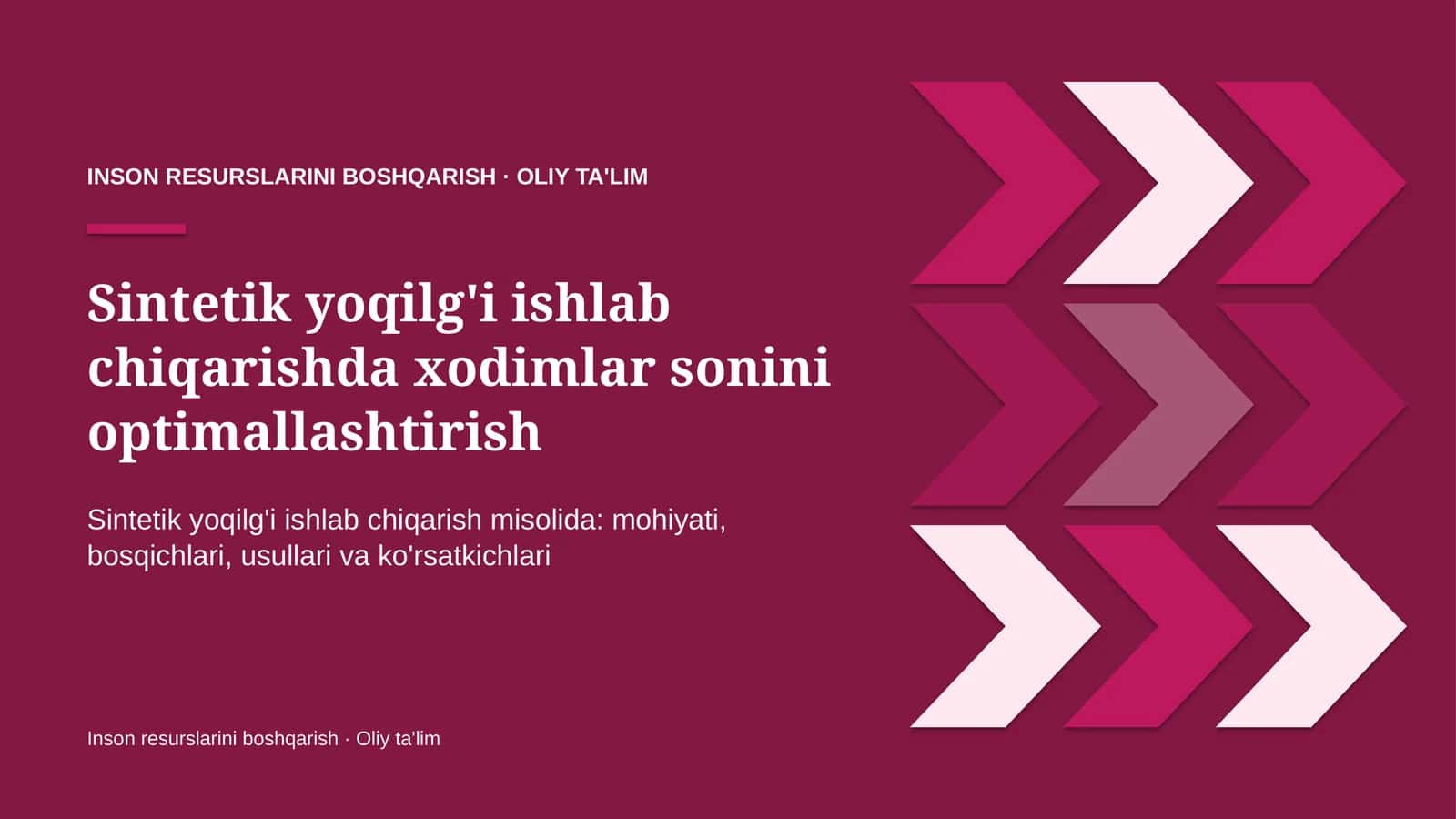 Sintetik yoqilg'i ishlab chiqarishda xodimlar sonini optimallashtirish