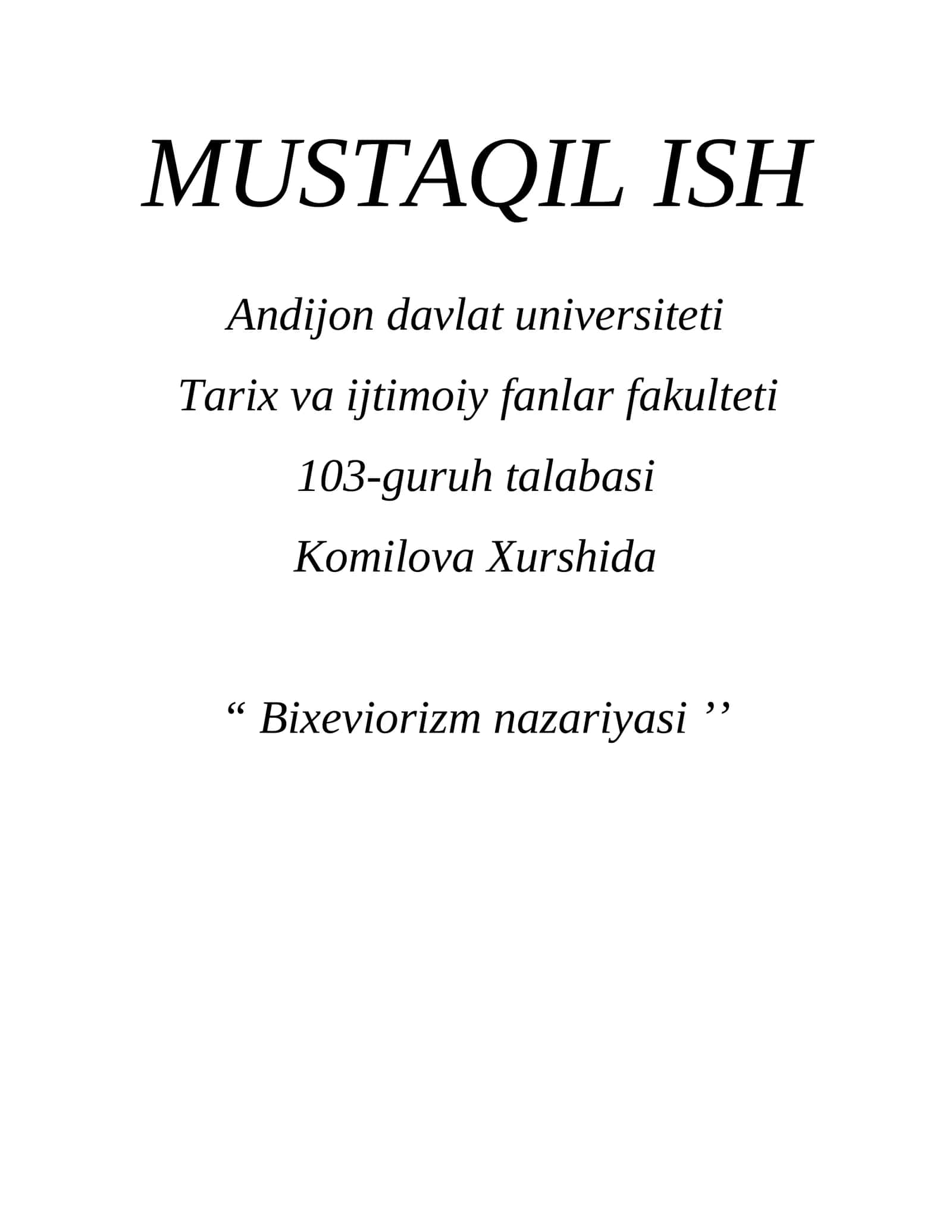 Bixeviorizm nazariyasi