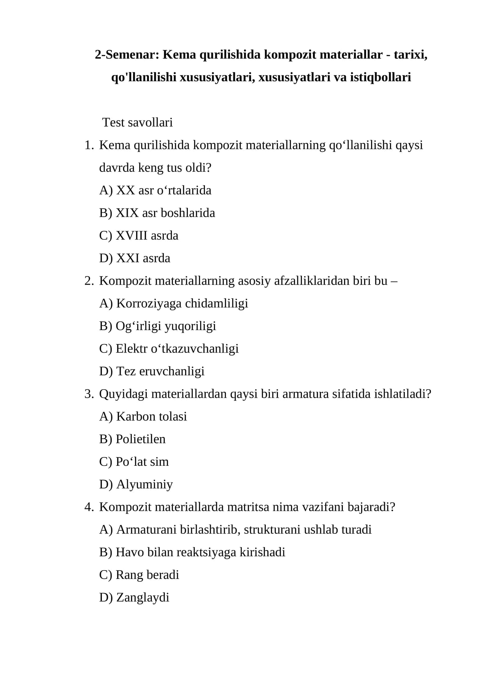 Kema qurilishida kompozit materiallar