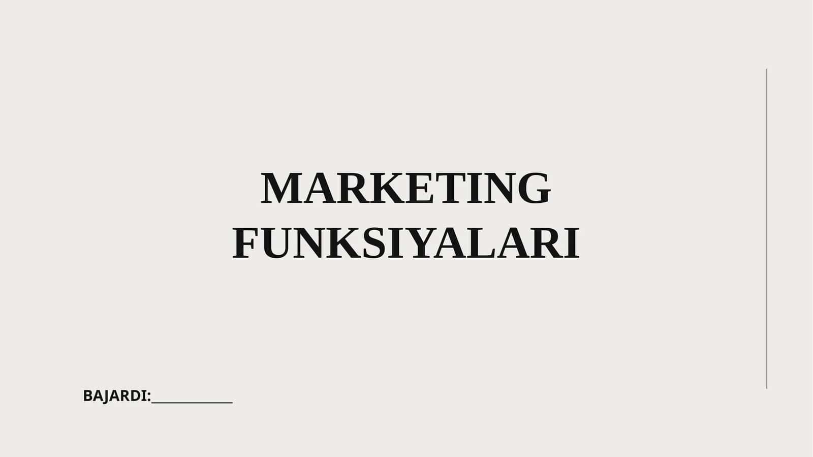 MARKETING FUNKSIYALARI