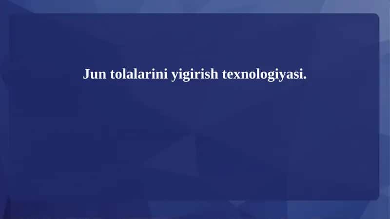 Jun tolalarini yigirish texnologiyasi