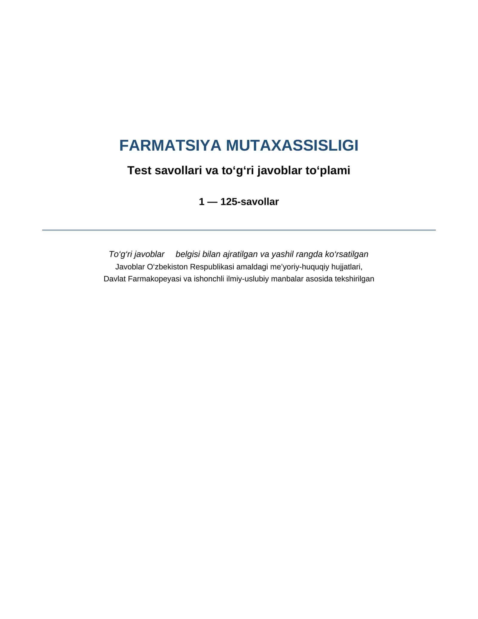Farmatsiya mutaxassisligi