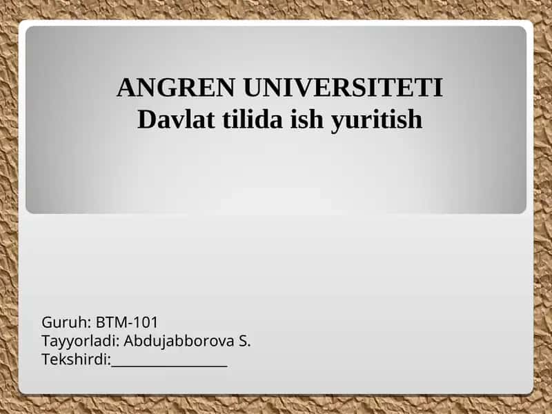 Davlat tilida ish yuritish