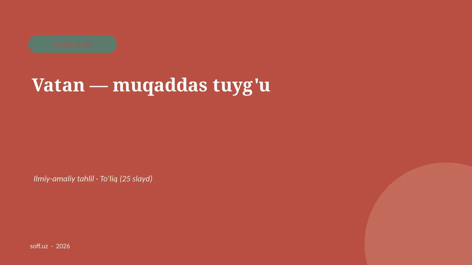 Vatan — muqaddas tuyg'u