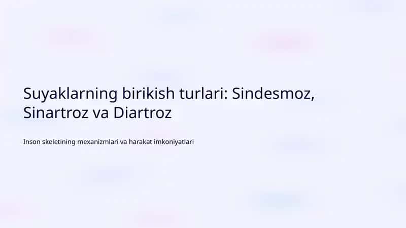 Sindesmoz, Sinartroz va Diartroz