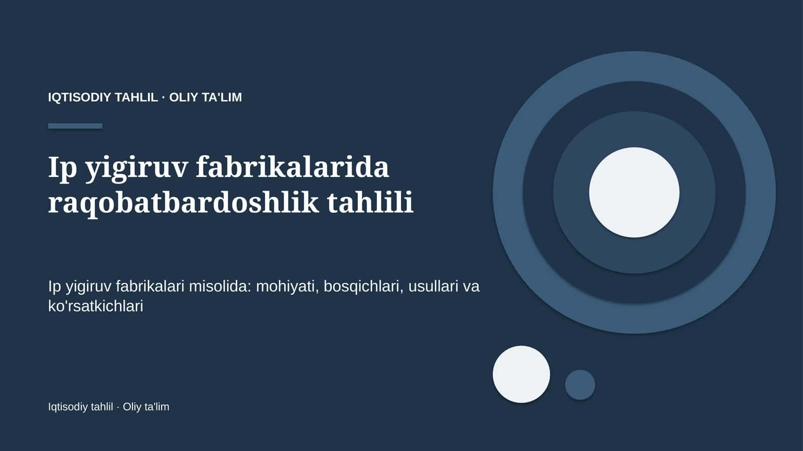 Ip yigiruv fabrikalarida raqobatbardoshlik tahlili