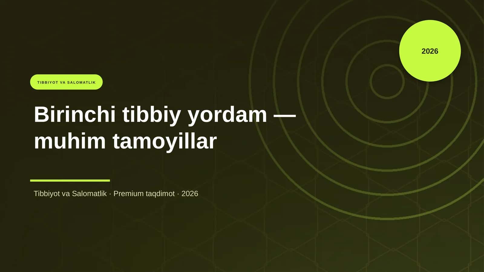 Birinchi tibbiy yordam — muhim tamoyillar