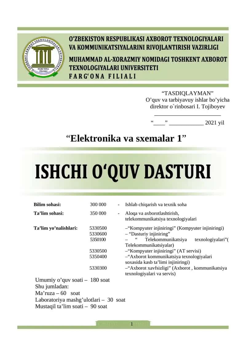 Elektronika va sxemalar 1