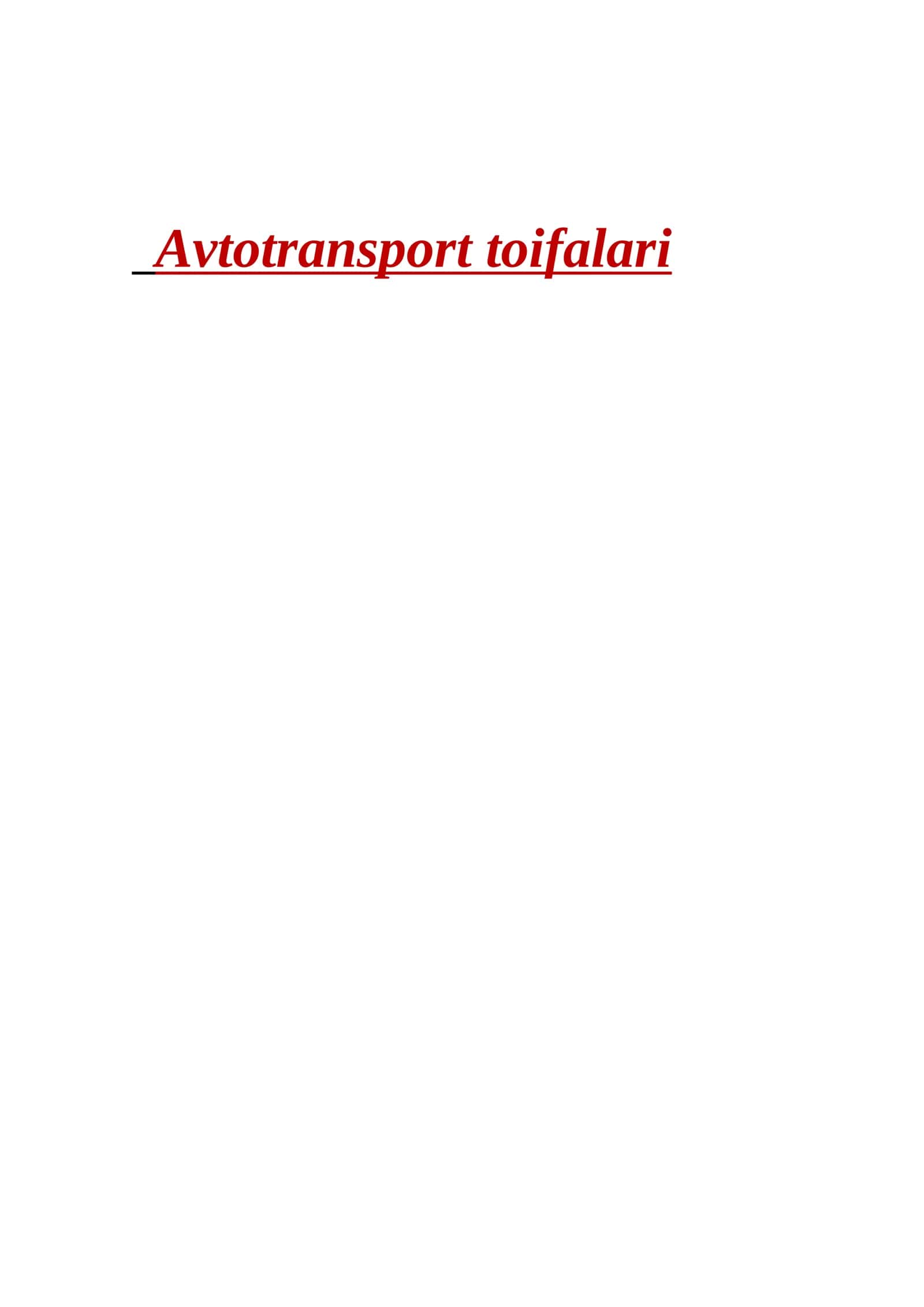 Avtotransport toifalari