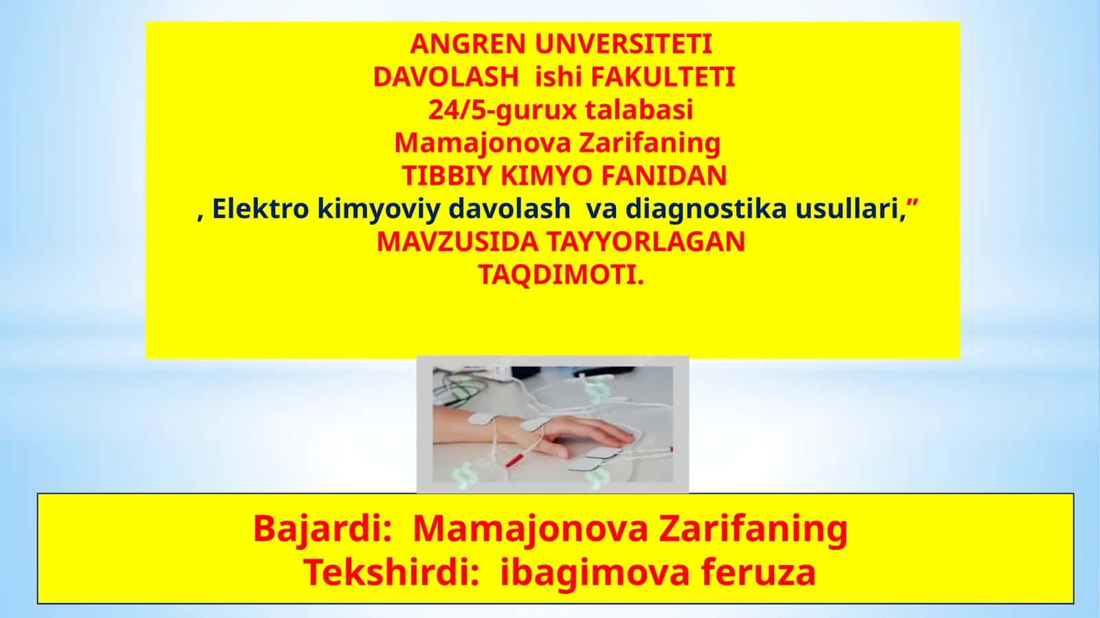 Elektrokimyoviy Davolash va Diagnostika Usullari