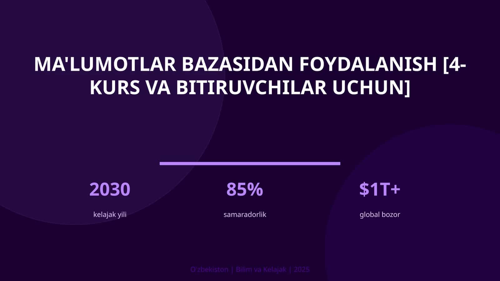 Ma'lumotlar bazasidan foydalanish [4-kurs va bitiruvchilar uchun]