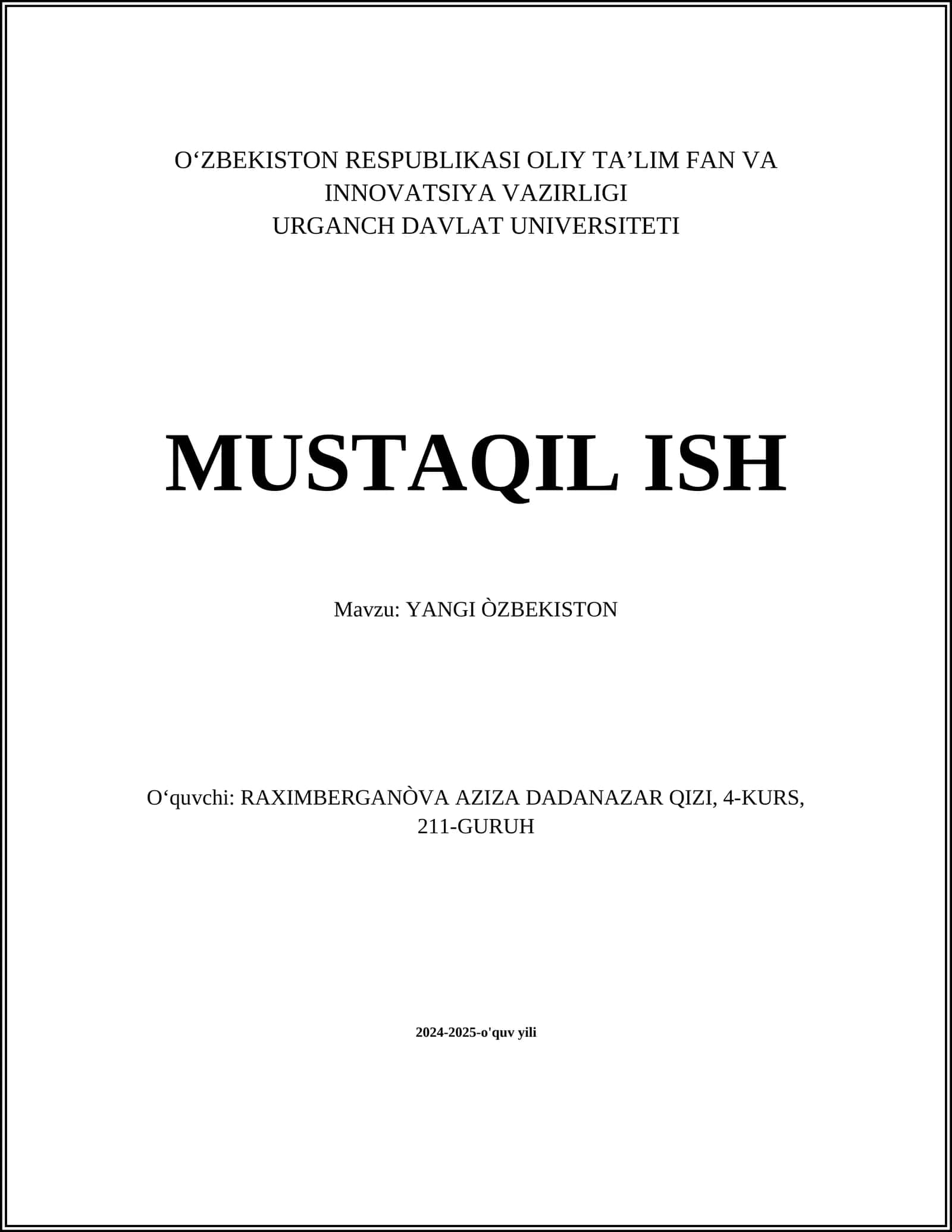 YANGI ÒZBEKISTON