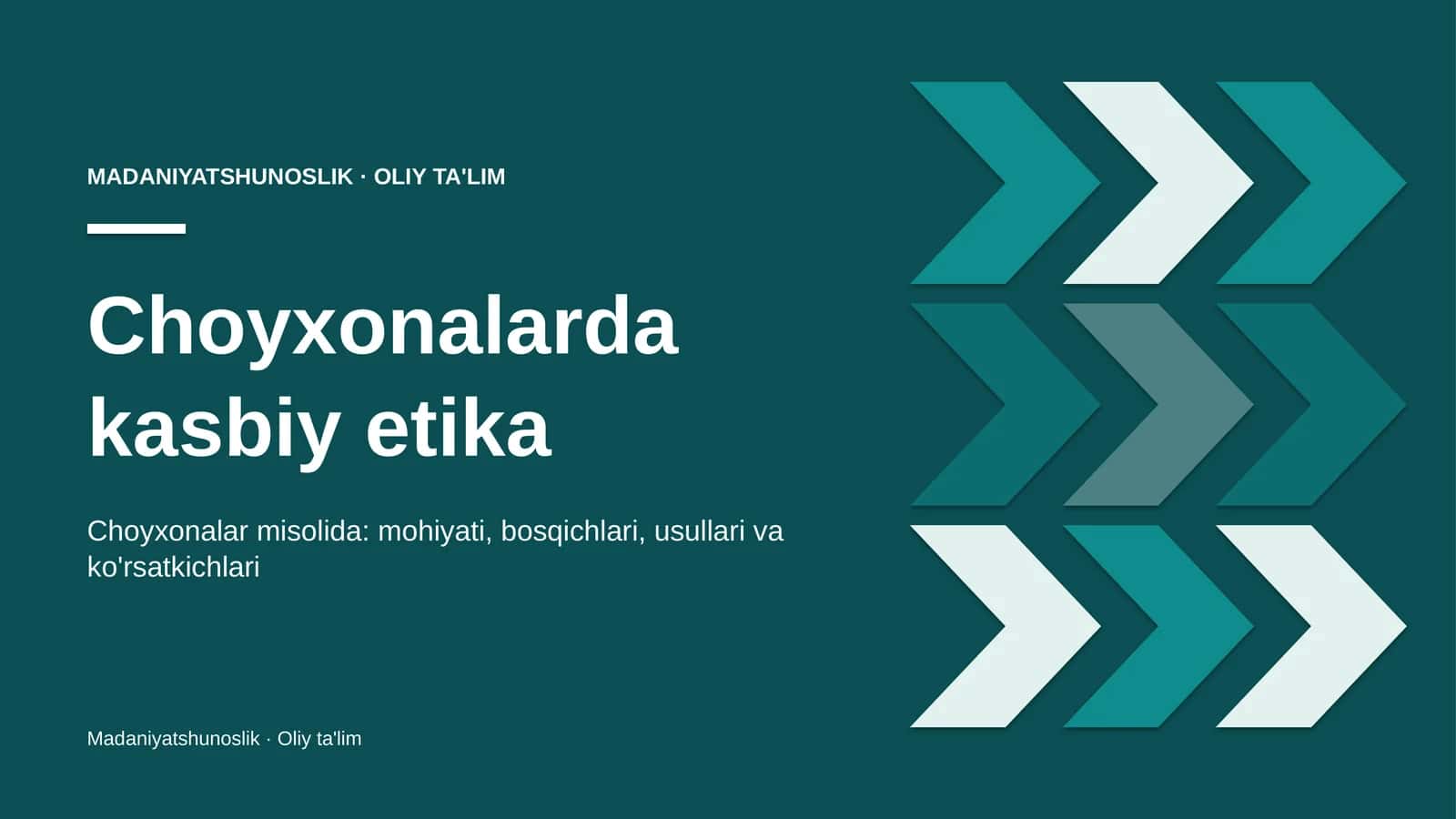 Choyxonalarda kasbiy etika