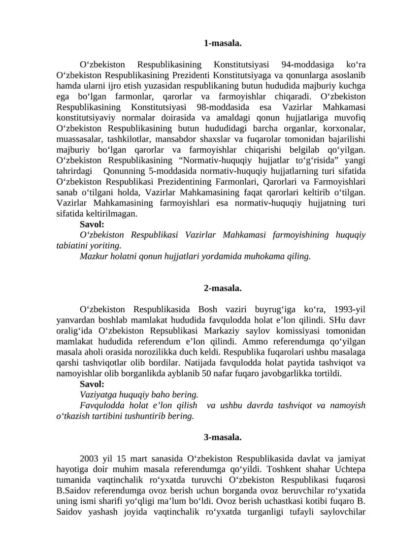 O‘zbekiston Respublikasining Konstitutsiyasi