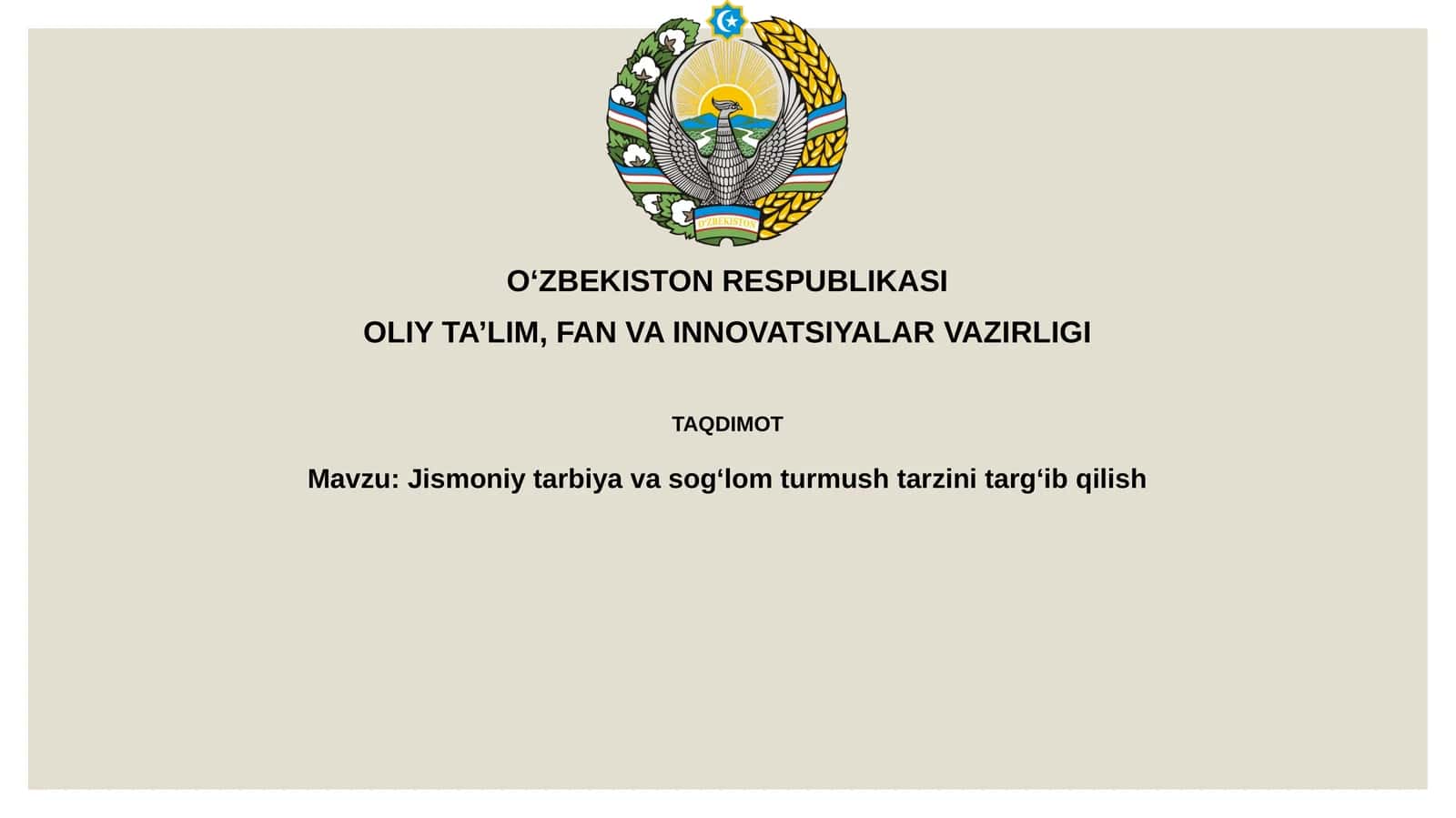 Jismoniy tarbiya va sog'lom turmush tarzi