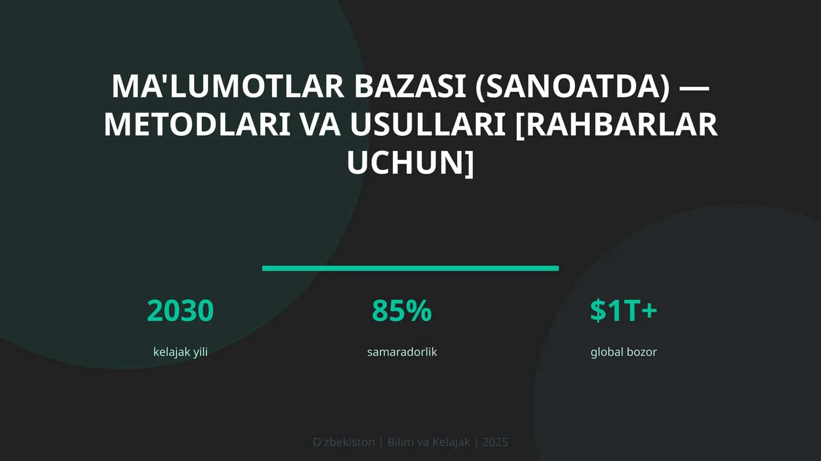 Ma'lumotlar bazasi (sanoatda) — metodlari va usullari [rahbarlar uchun]