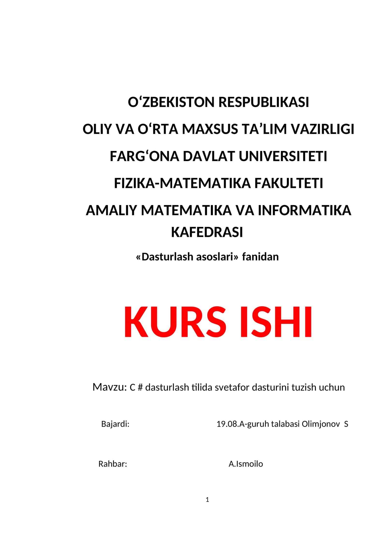 C # dasturlash tilida svetafor dasturini tuzish uchun