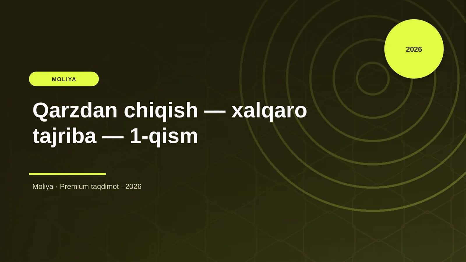 Qarzdan chiqish — xalqaro tajriba — 1-qism