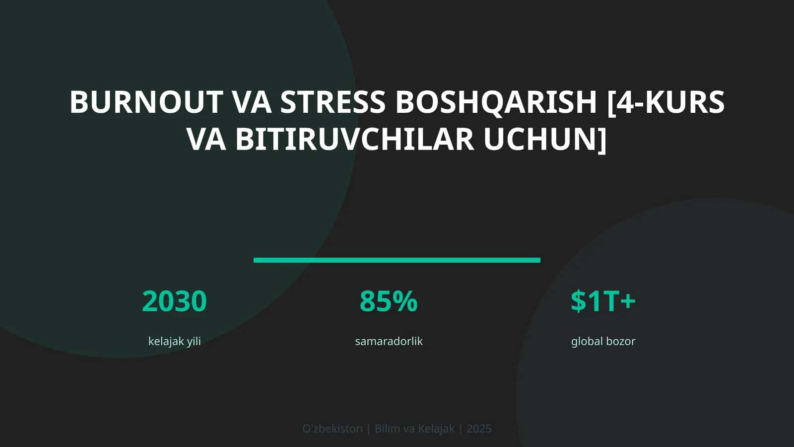 Burnout va stress boshqarish [4-kurs va bitiruvchilar uchun]