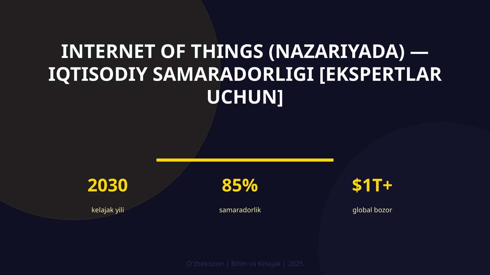 Internet of Things (nazariyada) — iqtisodiy samaradorligi [ekspertlar uchun]