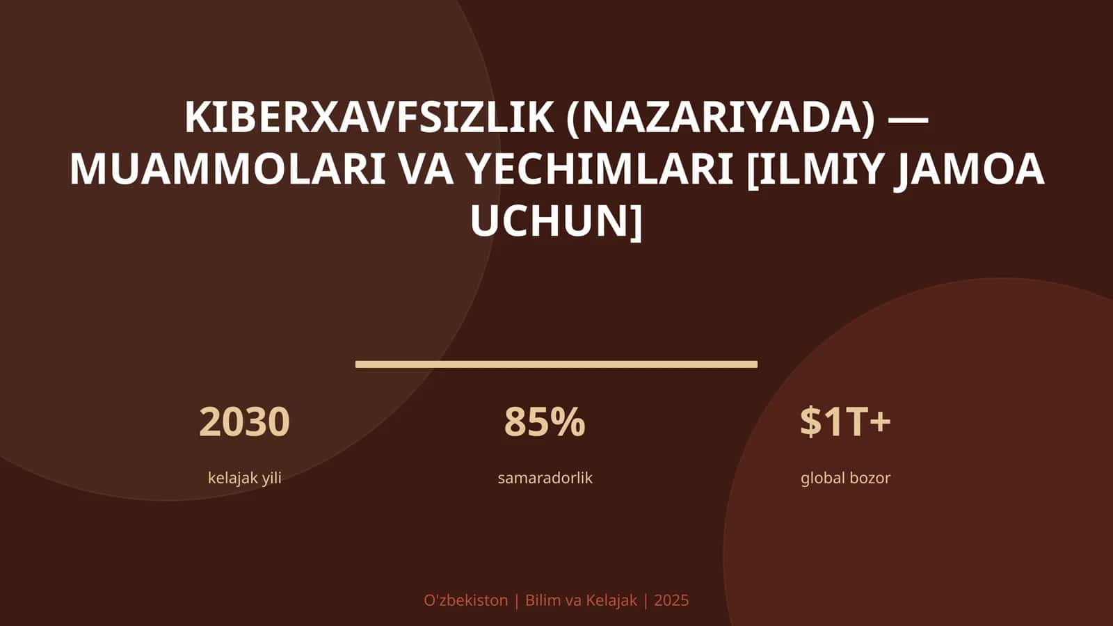 KIBERXAVFSIZLIK (NAZARIYADA) — MUAMMOLARI VA YECHIMLARI [ILMIY JAMOA UCHUN]