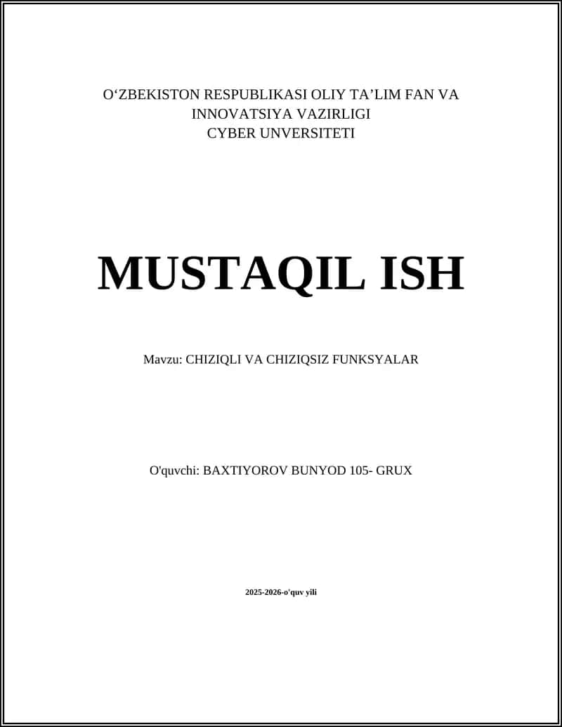 CHIZIQLI VA CHIZIQSIZ FUNKSYALAR