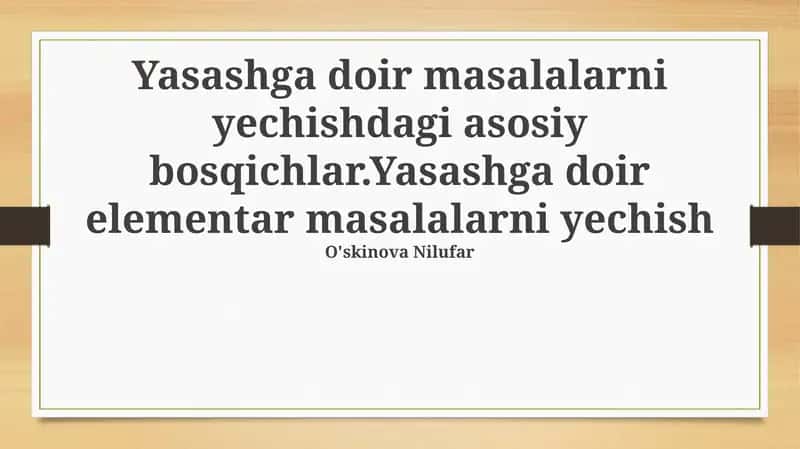 Elementar masalalar