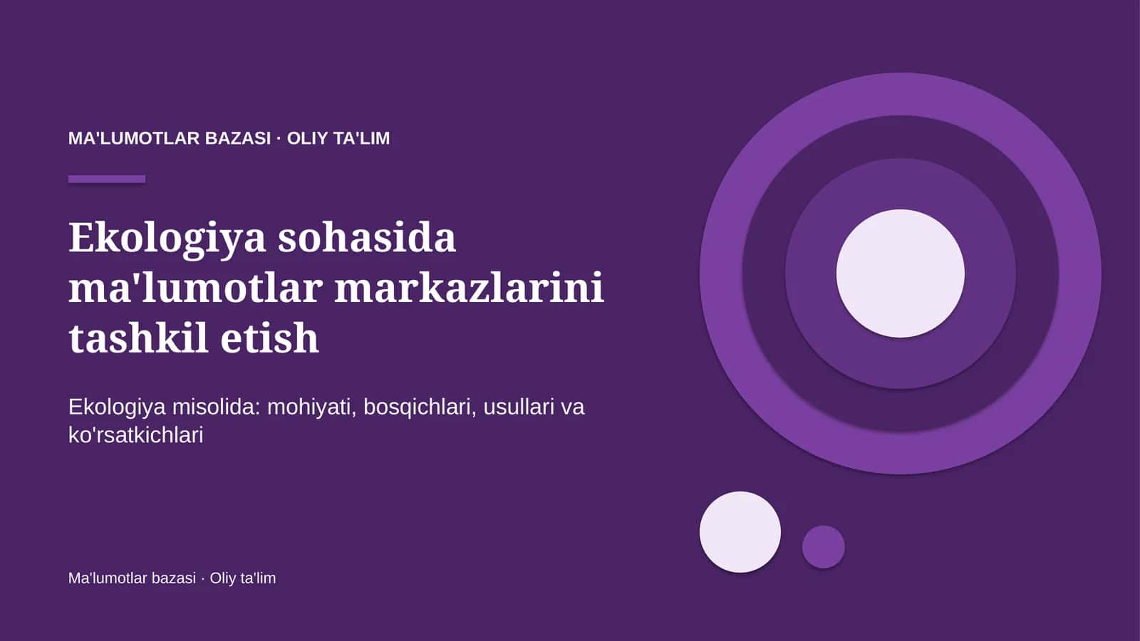 ekologiya sohasida ma'lumotlar markazlarini tashkil etish 7807