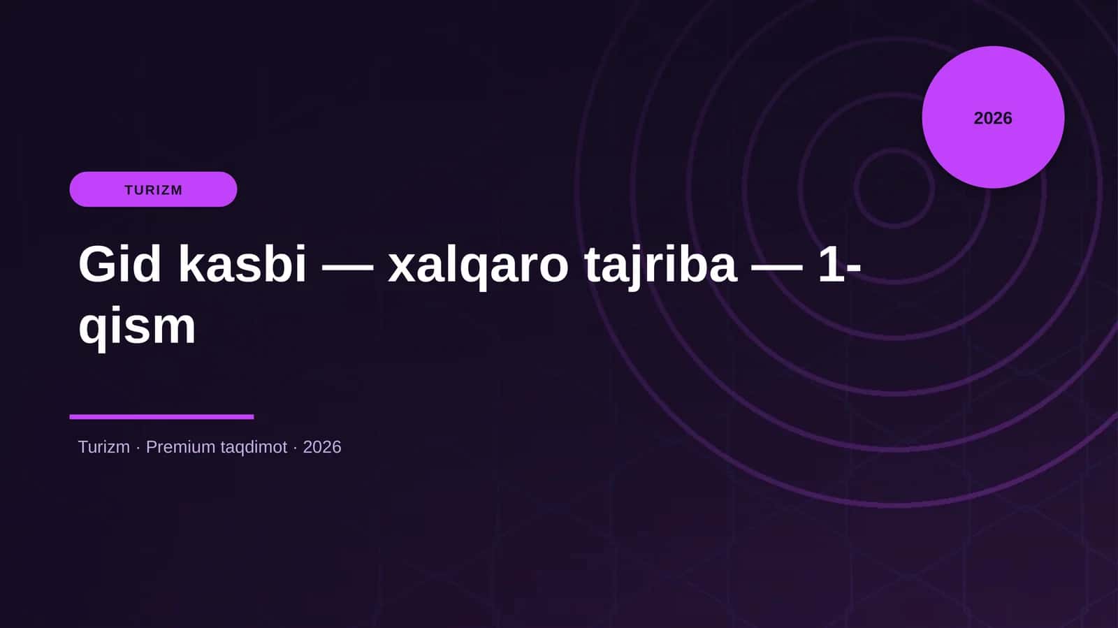 Gid kasbi — xalqaro tajriba — 1-qism