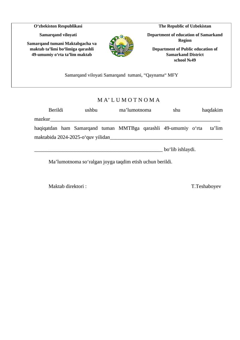 Ma'lumotnoma