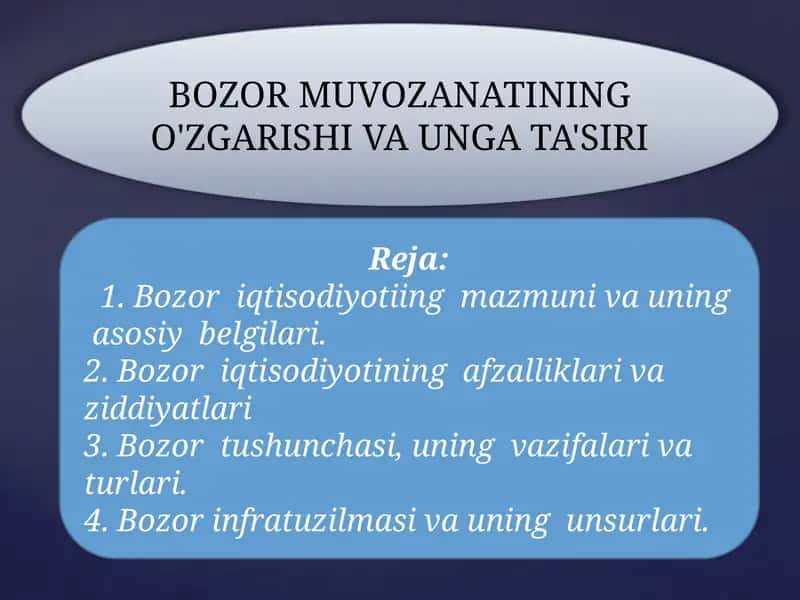 BOZOR MUVOZANATINING O'ZGARISHI VA UNGA TA'SIRI