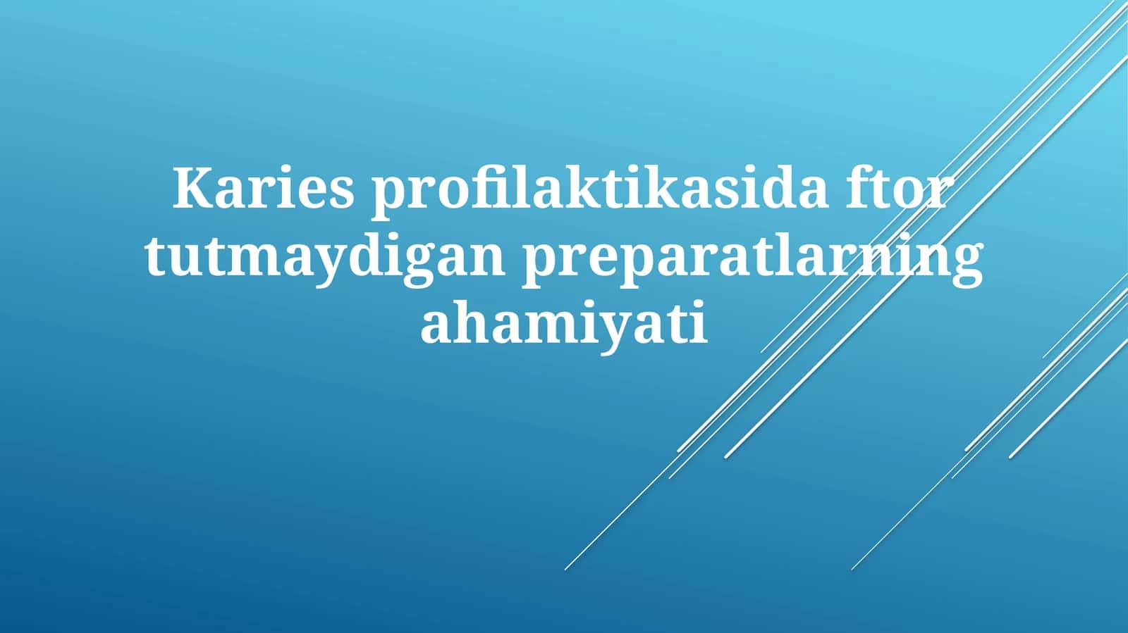 Ftorsiz preparatlarning samaradorligi va qo'llanilishi