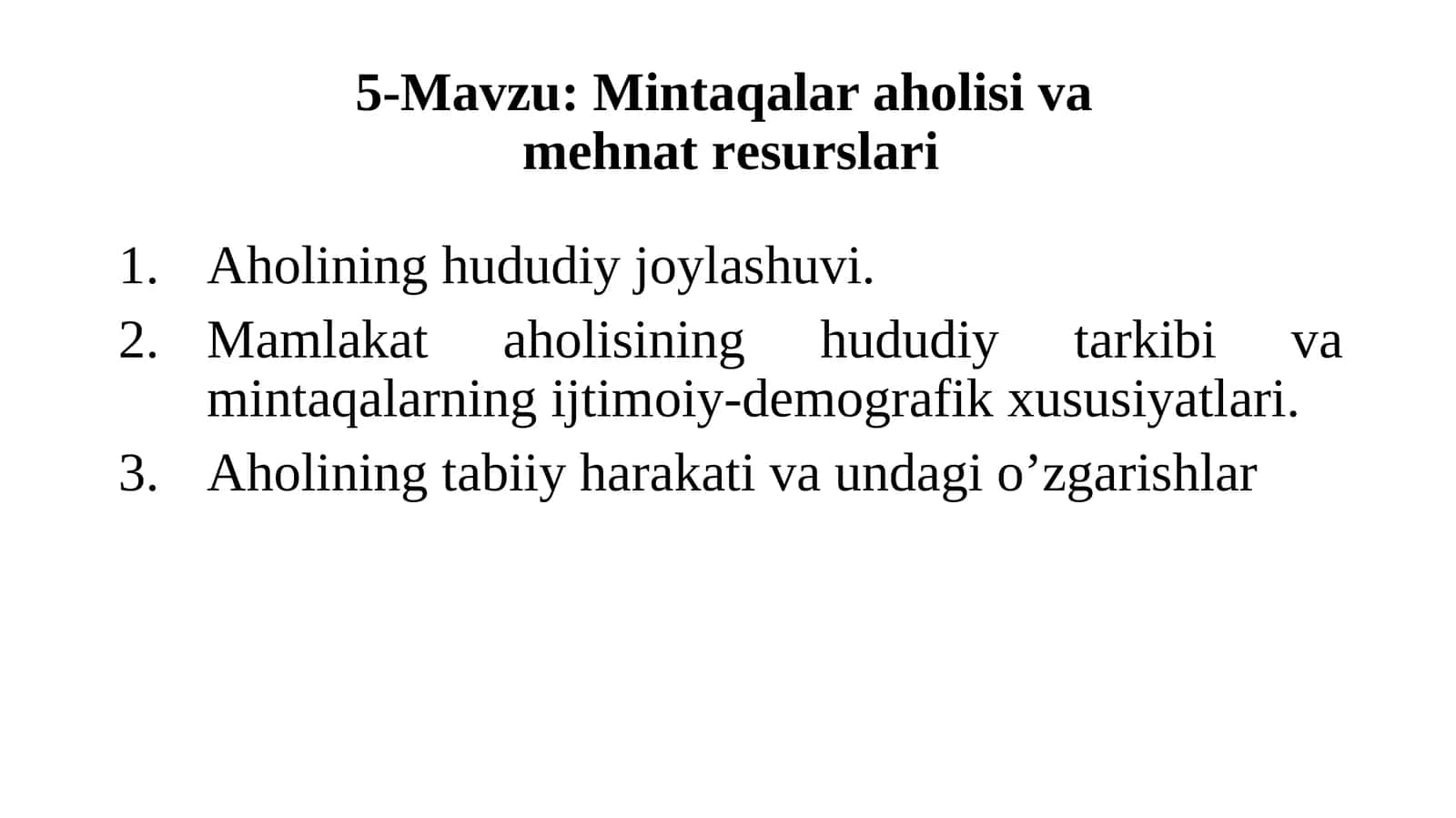 Mintаqаlаrаhоlisivаmеhnаt rеsurslаri