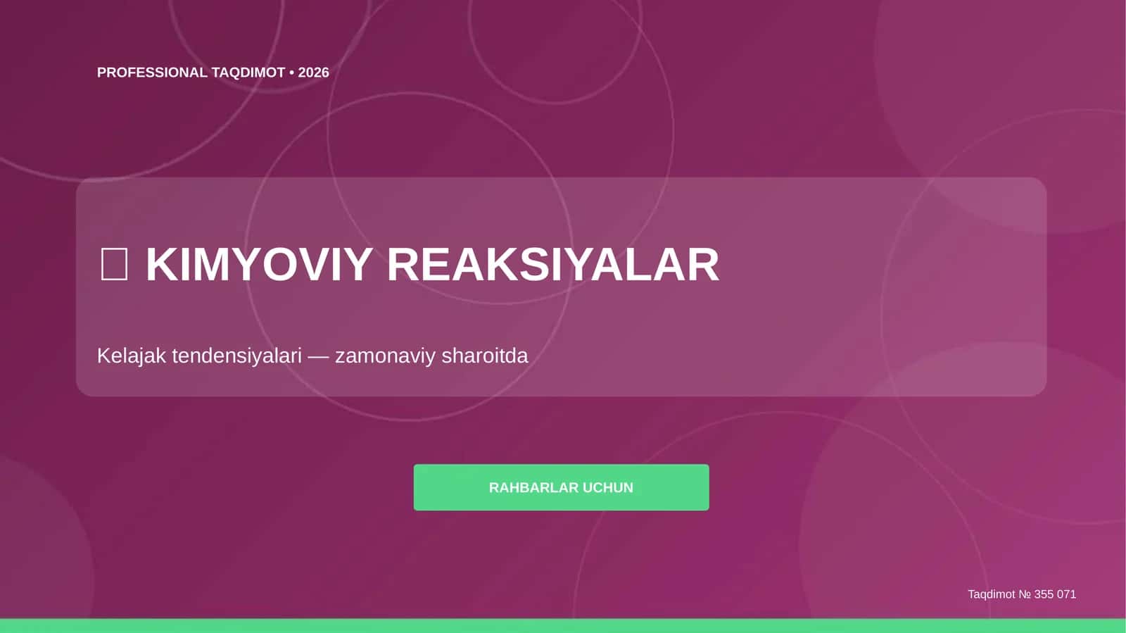KIMYOVIY REAKSIYALAR
