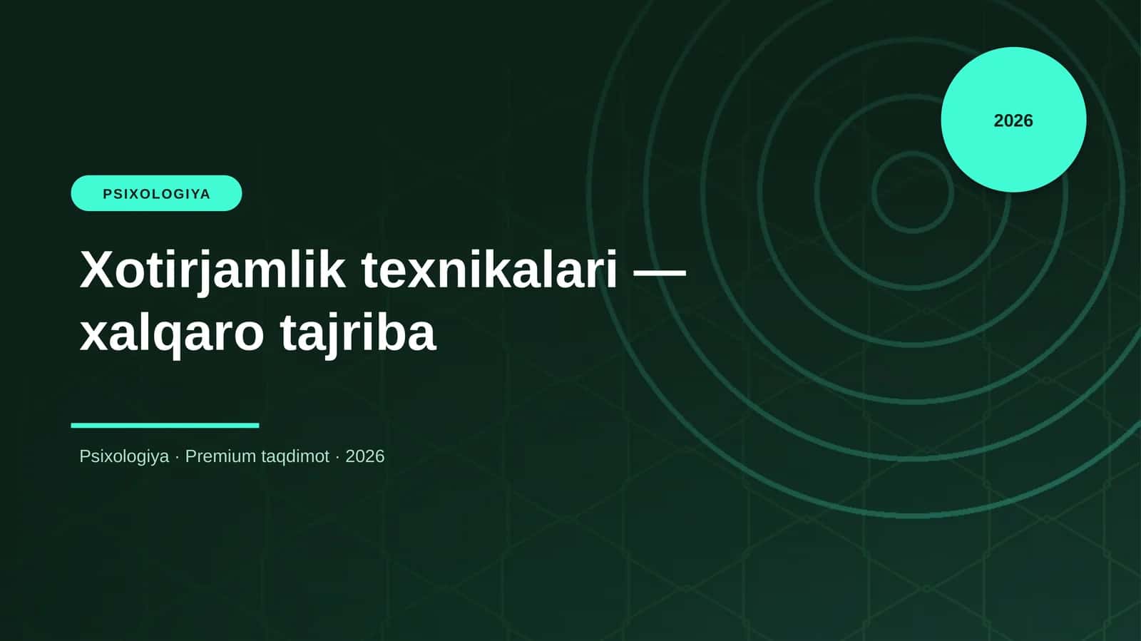 Xotirjamlik texnikalari — xalqaro tajriba