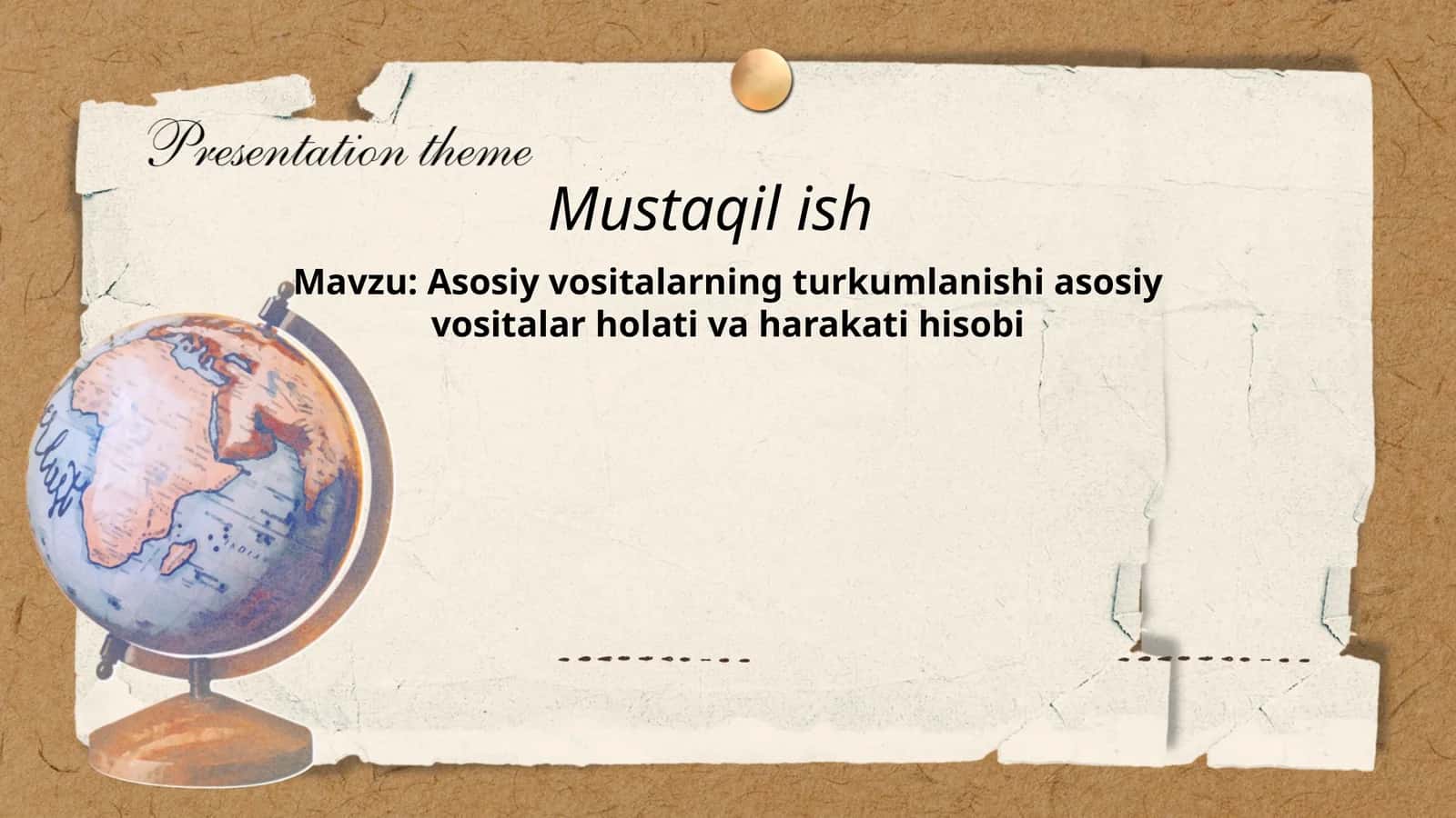 Asosiy vositalarning turkumlanishi asosiy vositalar holati va harakati hisobi