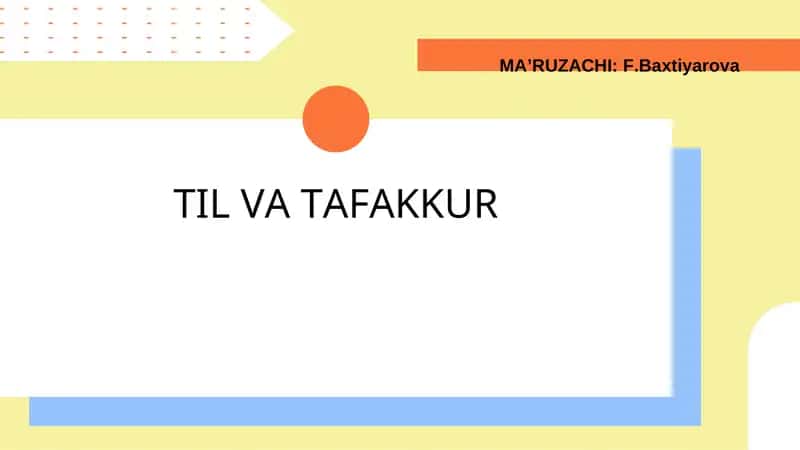 TIL VA TAFAKKUR