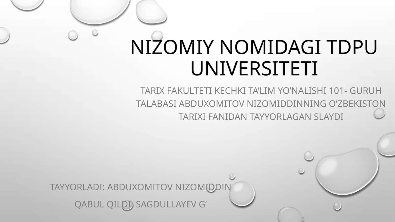 o’zbekiston tarixi fanidan tayyorlaganslaydi