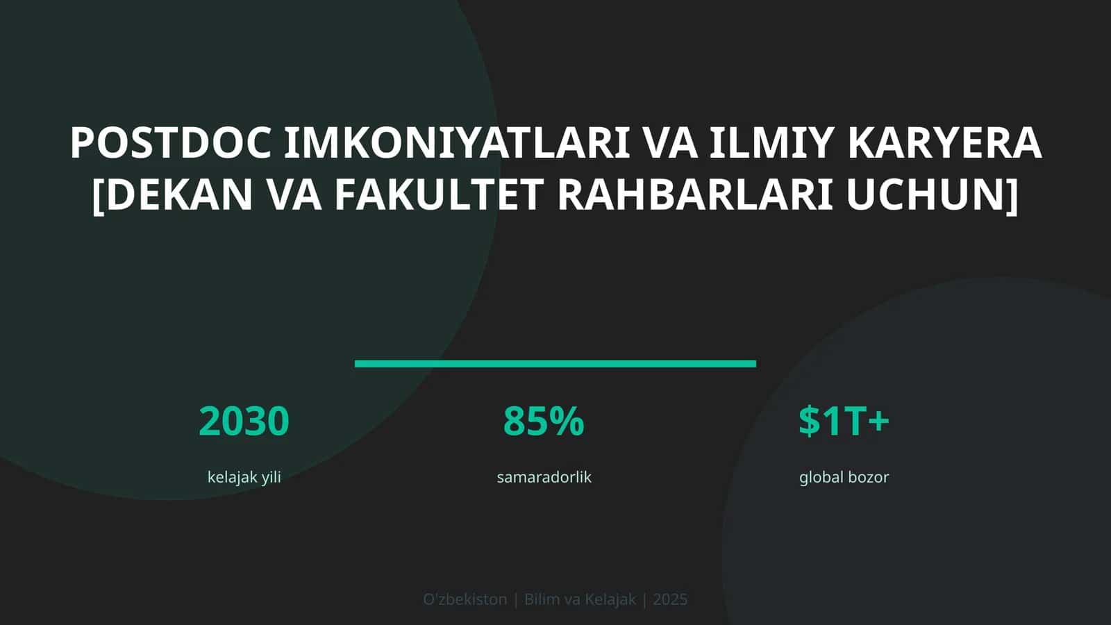 Postdoc imkoniyatlari va ilmiy karyera [dekan va fakultet rahbarlari uchun]