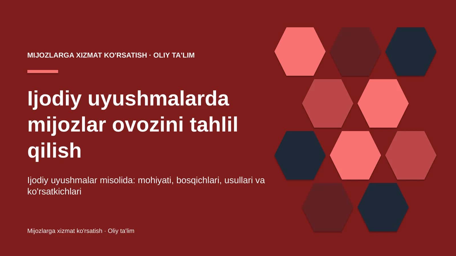 Ijodiy uyushmalarda mijozlar ovozini tahlil qilish