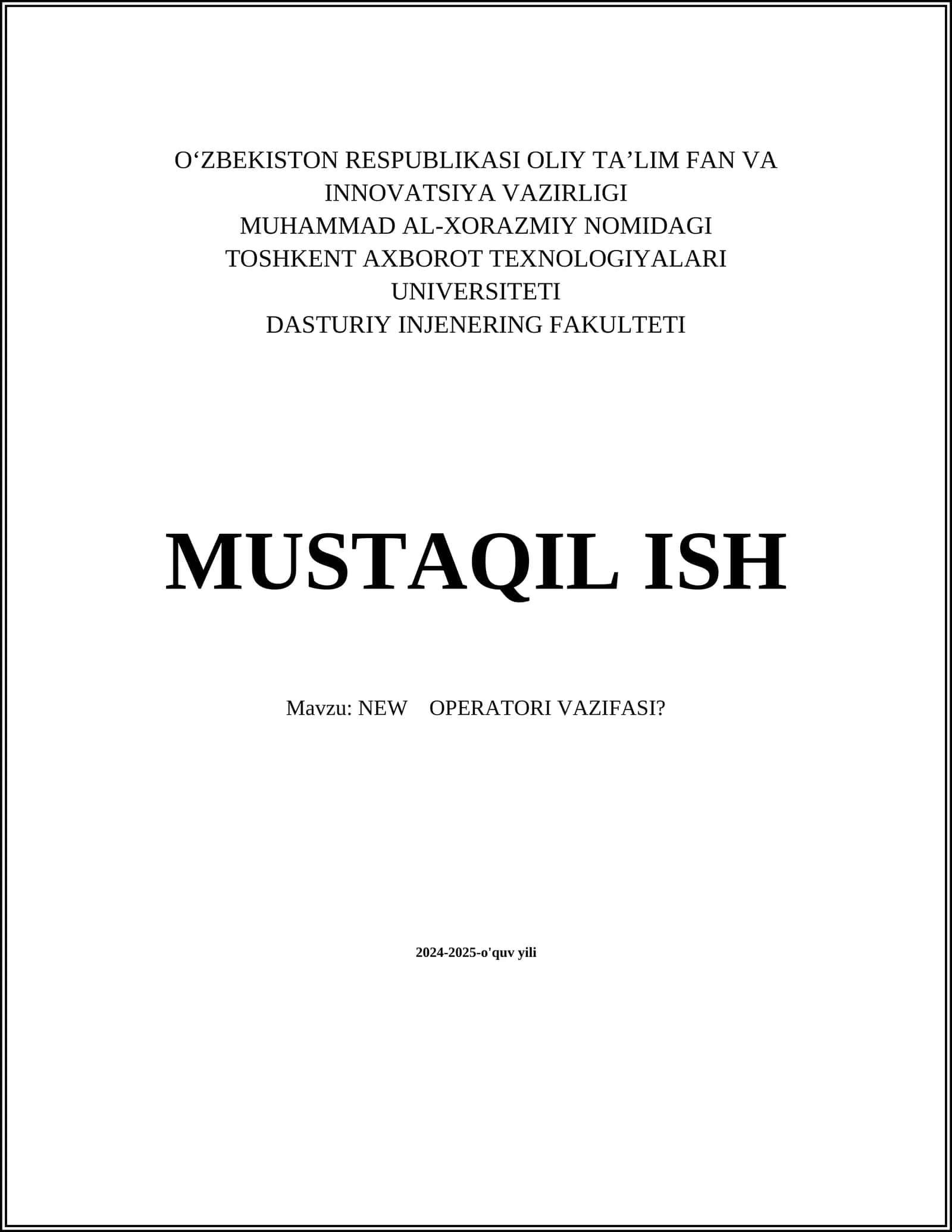 NEW OPERATORI VAZIFASI?