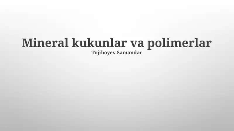 Mineral kukunlar va polimerlar